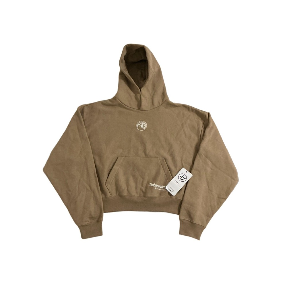 '47 Brand Minnesota Timberwolves Womens Large Cropped Hoodie Brown Portabella NW